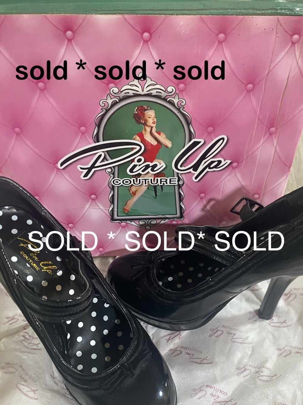 SOLD* SOLD* Pinup Couture Black Patent Mary Jane Heels with Ankle Strap SOLD